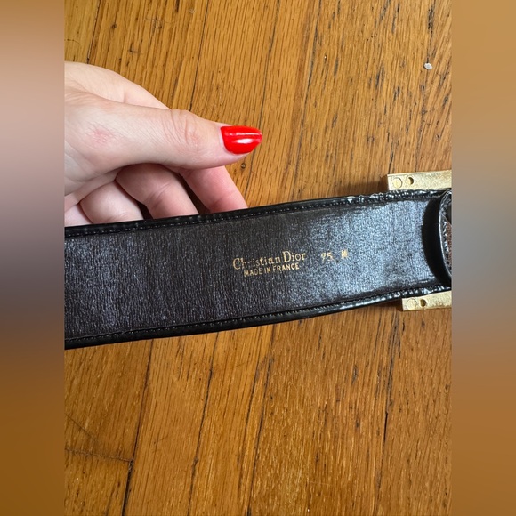 70s Vintage Dior Trotter Print Belt w Gold Tone Buckle